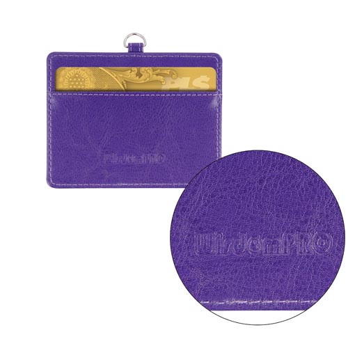 ID Badge Holder with Lanyard, Horizontal PU Leather ID Badge Card Holder  with 1 Clear ID Window, 4 Credit Card Slots and a Detachable Neck Lanyard