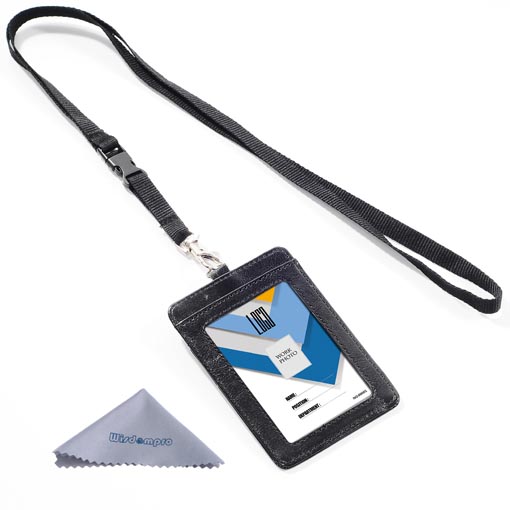  Badge Holder with Zip, Wisdompro Double Sided PU