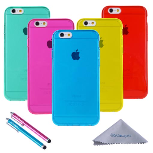 Iphone 6s Plus Case Iphone 6 Plus Case Wisdompro 5 Pack Bundle Of Clear Jelly Color Soft Tpu Gel Protective Case Covers Blue Aqua Blue Hot Pink Yellow Red For Apple 5 5